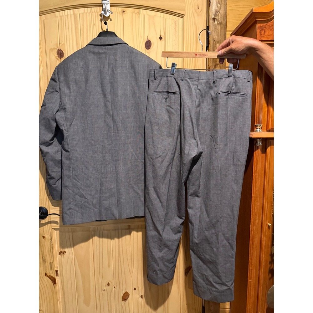 Jos. A. Bank Mens 42L Grey Glen Plaid 100% Wool 2-Piece Suit Pleated Pants 36L - Picture 2 of 12